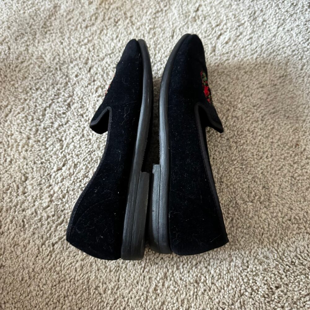 Vintage Basic Editions Black Velvet Loafers Flats Christmas Wreaths Women Size 7 - Picture 7 of 9